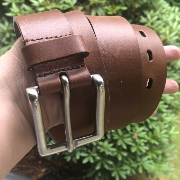 Boutique Size 2X (46-48) Smooth Leather Classic Brown Bright Silver HW $79 NEW - Picture 4 of 16